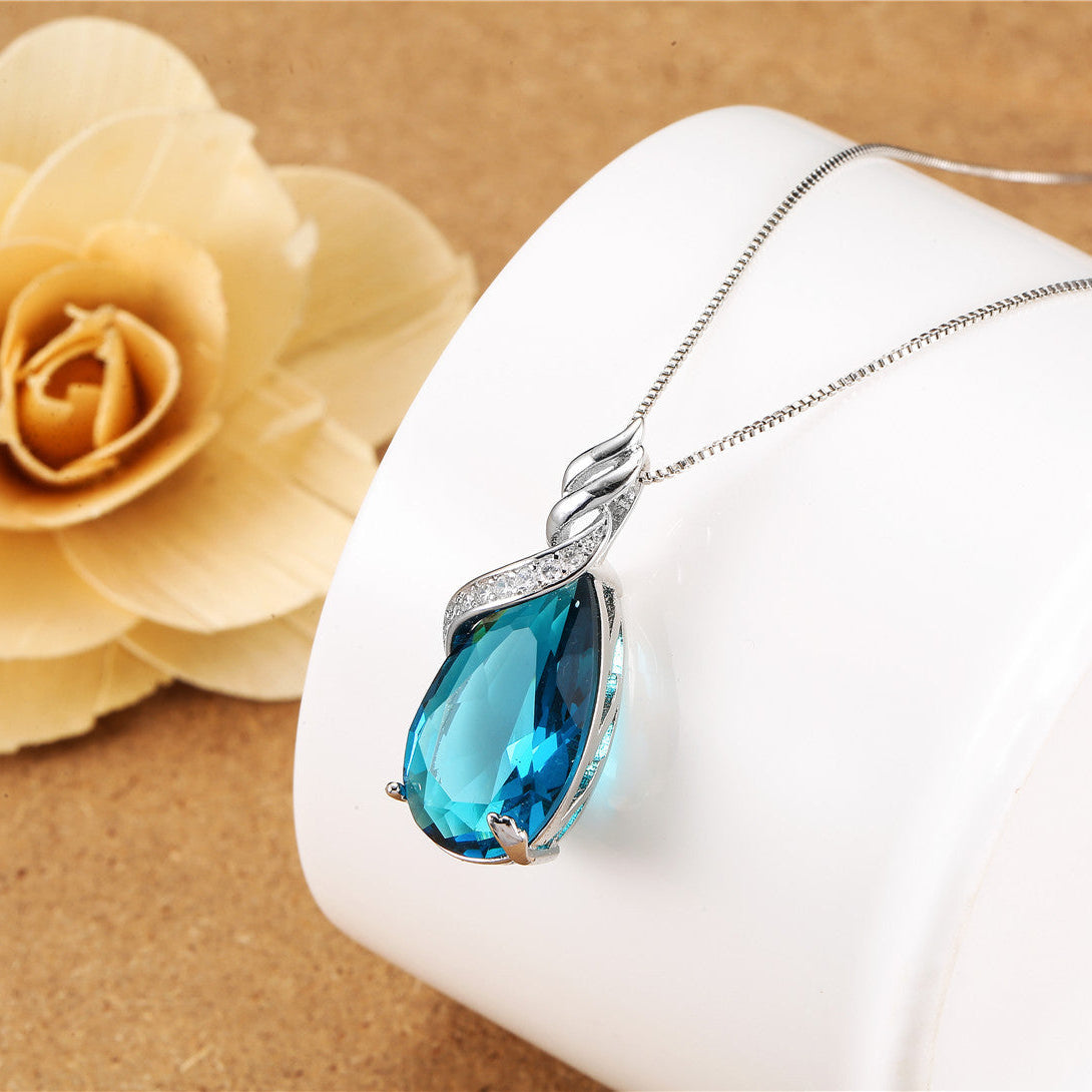 Aura Craft 925 Silver Teardrop Sapphire Lucky Blessing Pendant 3