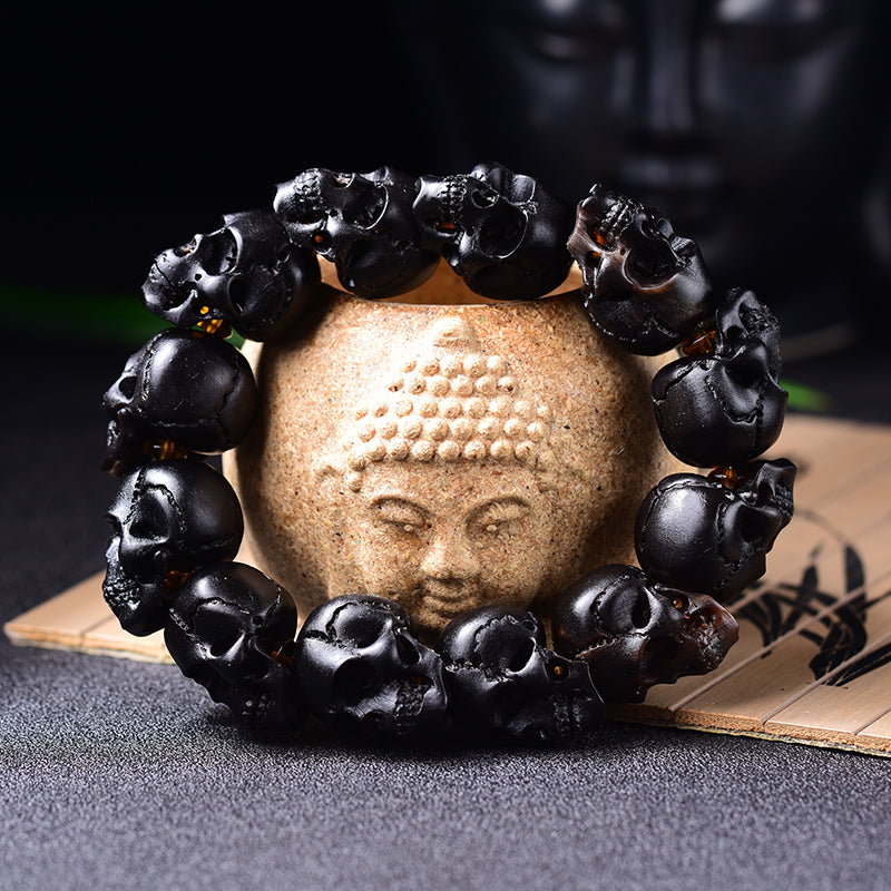 Aura Craft Tibetan Natural Black Yak Horn Blessing Amulet Bracelet 2