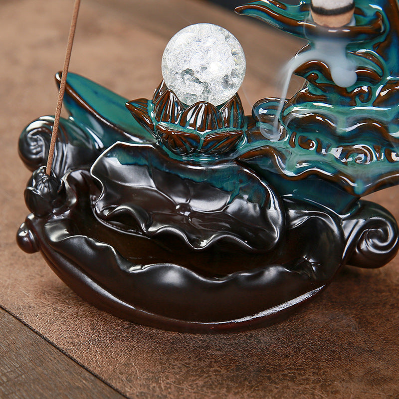 Aura Craft New Moon Ceramic Meditation Room Backflow Incense Burner 5