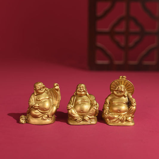 Aura Craft Brass Maitreya Buddha Statue Meditation Wealth Luck Ornament 1