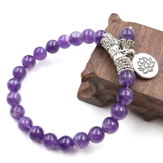 Aura Craft Amethyst Lotus Meditation Blessing Healing Bracelet 1