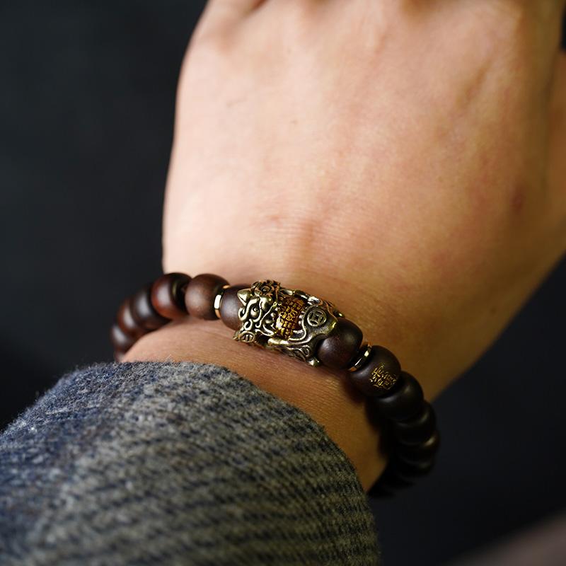 Aura Craft Feng Shui Thunderstruck Wood Pixiu Wealth Guardian Health Bracelet