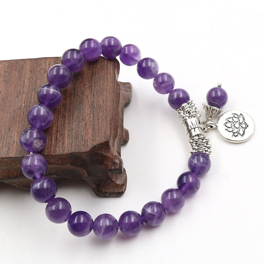 Aura Craft Amethyst Lotus Meditation Blessing Healing Bracelet 3