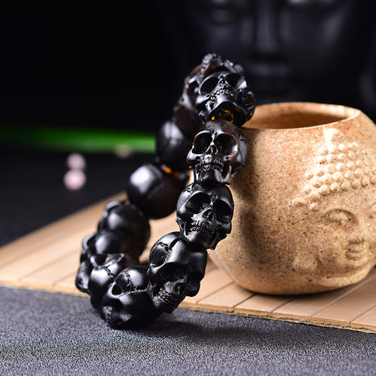 Aura Craft Tibetan Natural Black Yak Horn Blessing Amulet Bracelet 1