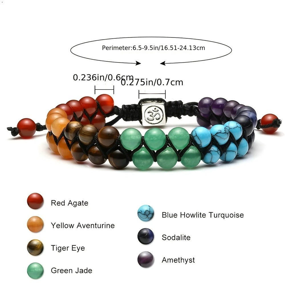 Aura Craft Seven Color Natural Stone Healing Meditation Blessing Bracelet 4