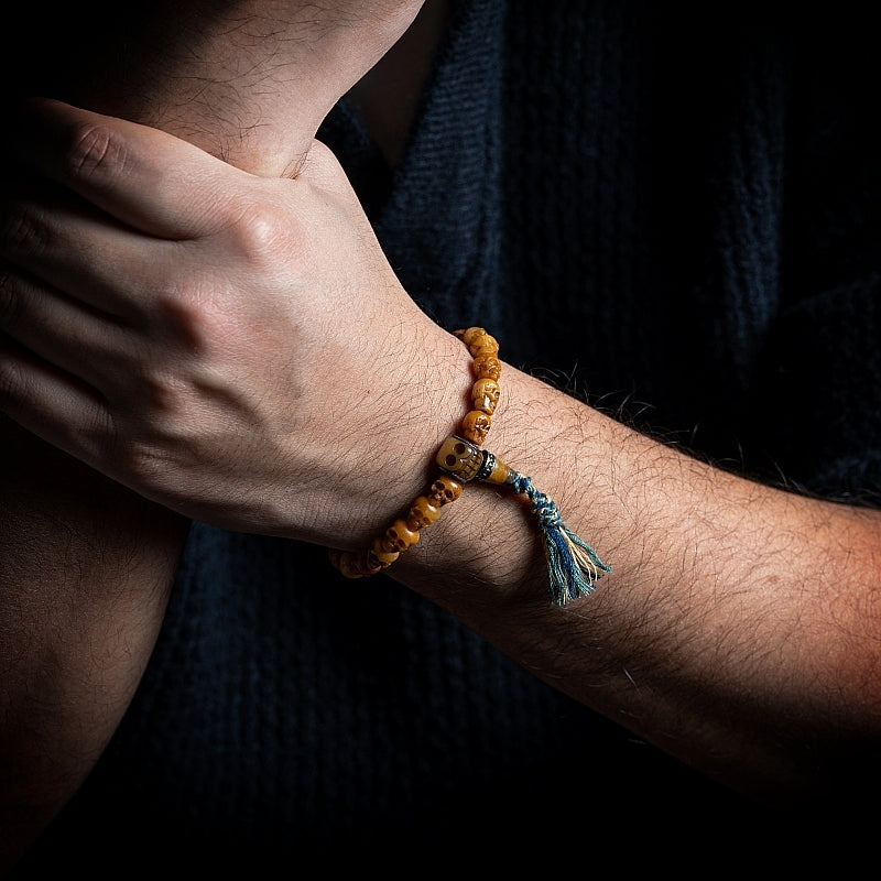 Aura Craft Tibetan Natural Yak Bone Buddhist Beads Blessing Amulet Bracelet 8