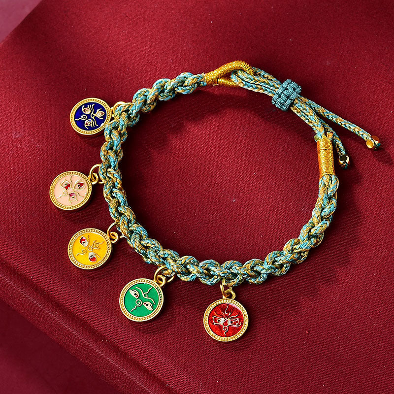 Aura Craft Tibetan Handwoven Colorful Five-Way Fortune Bracelet