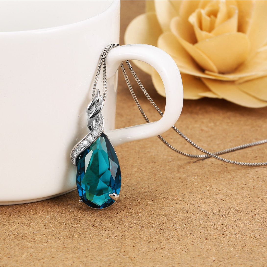 Aura Craft 925 Silver Teardrop Sapphire Lucky Blessing Pendant 4