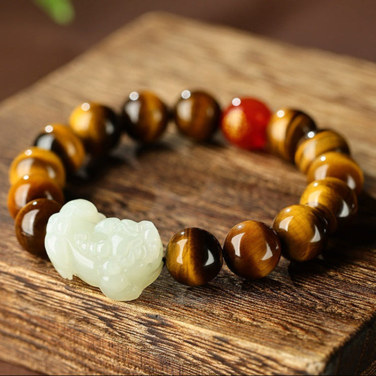Aura Craft Natural Tiger Eye Pixiu Wealth and Health Bracelet 3