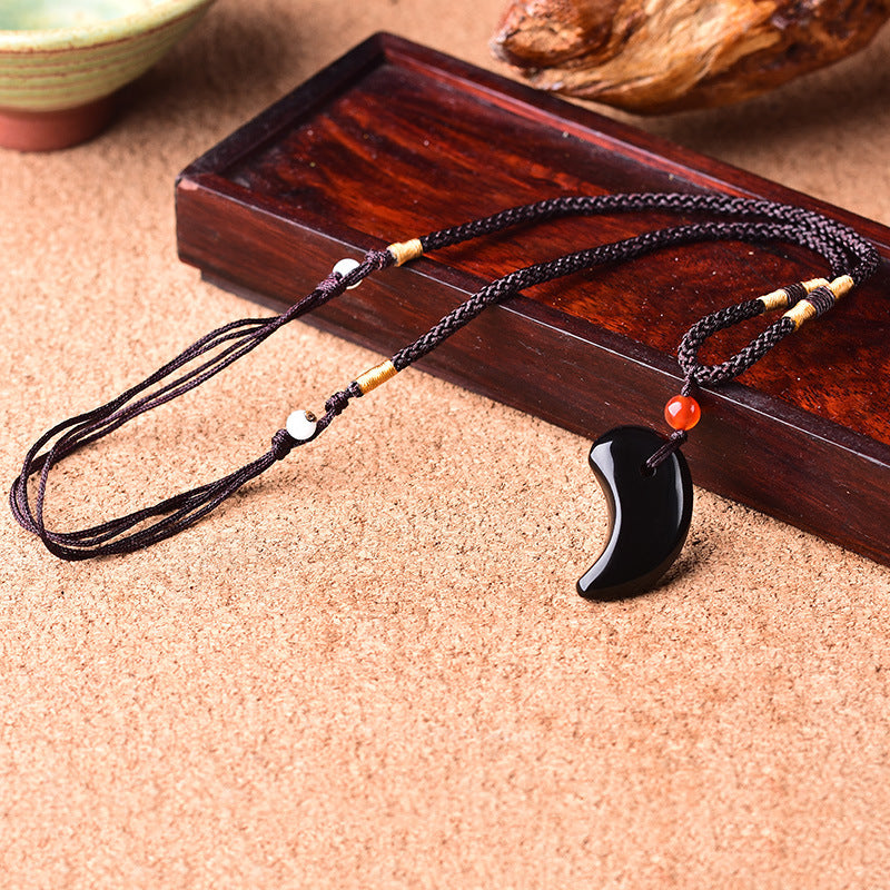 Aura Craft Obsidian Magatama Healing Lucky Crystal Necklace 5