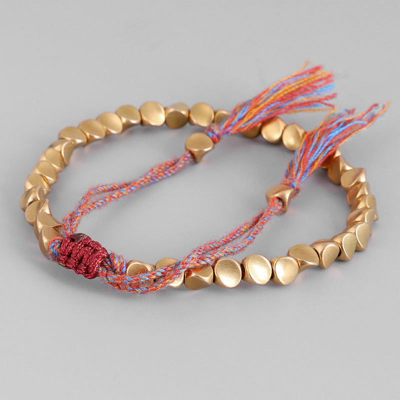 Aura Craft Feng Shui Handwoven Colored Thread Pure Copper Healing Blessing Bracelet 7