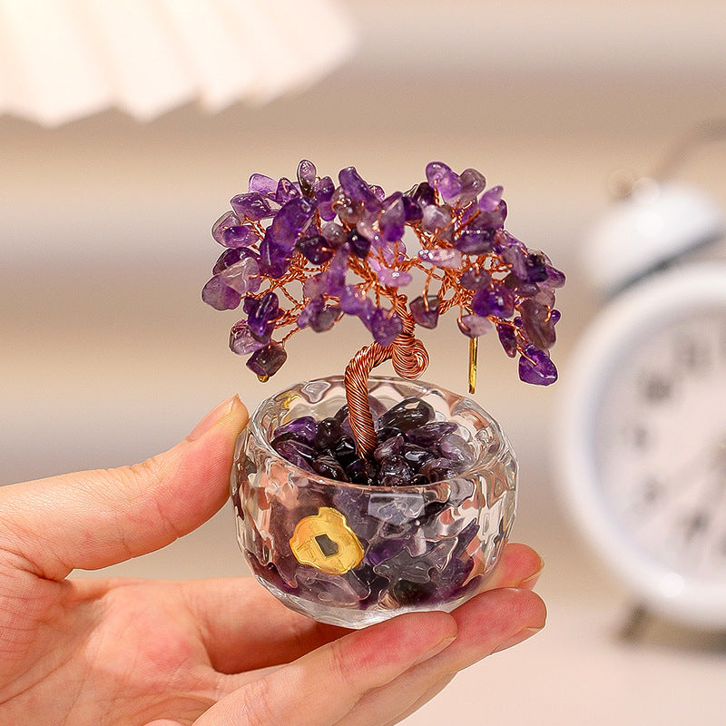 Aura Craft Natural Crystal Fortune Tree Wealth Lucky Desktop Ornament 2
