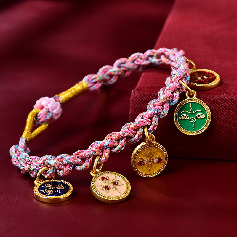 Aura Craft Tibetan Handwoven Colorful Five-Way Fortune Bracelet