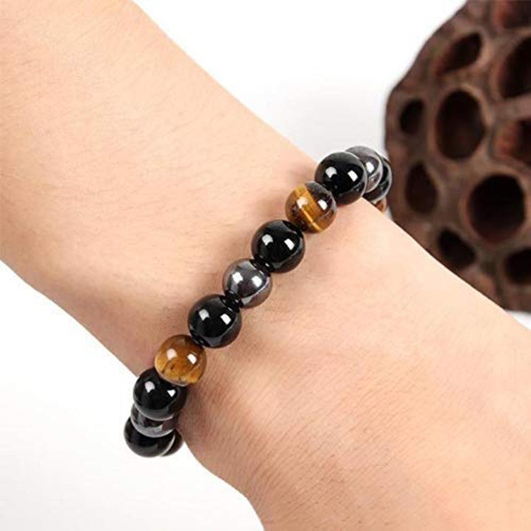 Aura Craft Obsidian Hematite Tiger's Eye Triple Protection Blessing Bracelet 4