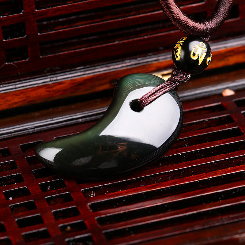 Aura Craft Obsidian Magatama Healing Lucky Crystal Necklace 2