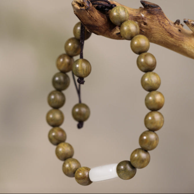 Aura Craft Feng Shui Hetian Jade Green Sandalwood Protection Blessing Bracelet 3