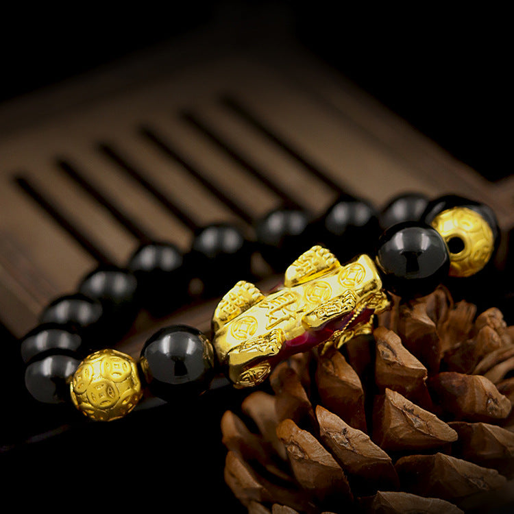 Aura Craft Warm-Sensitive Color-Changing Pixiu Obsidian Wealth and Evil-Exorcism Feng Shui Bracelet 4
