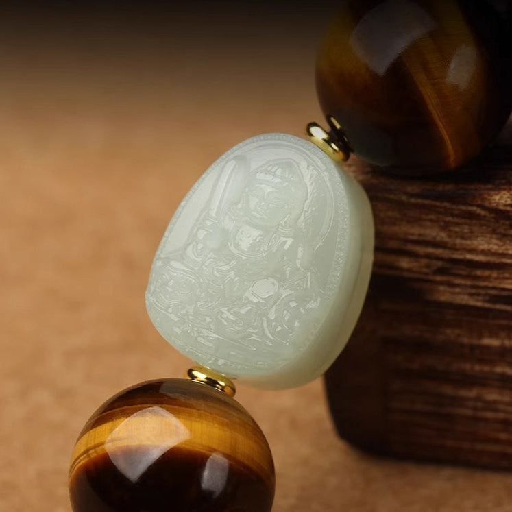 Aura Craft Natural Hetian Jade Tiger Eye Stone Bracelet for Warding Evil and Blessing 3