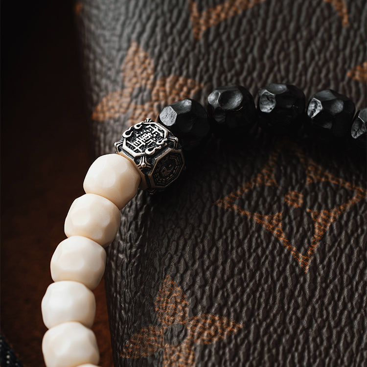 Aura Craft Feng Shui White Jade Bodhi Seed Coconut Crater Amulet Bracelet 6