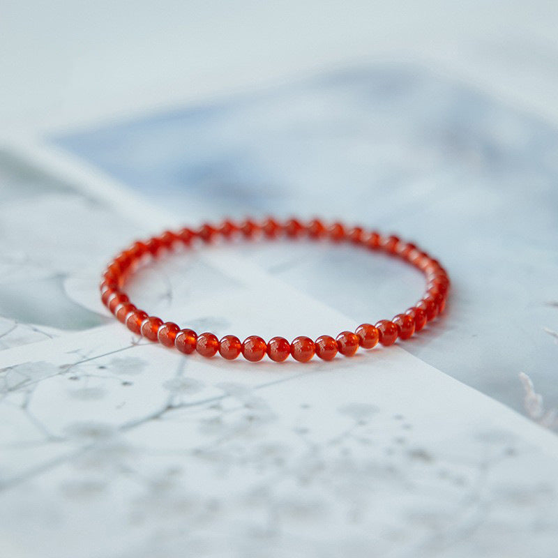 Aura Craft Natural Red Agate Yoga Use Lucky Blessing Bracelet 5