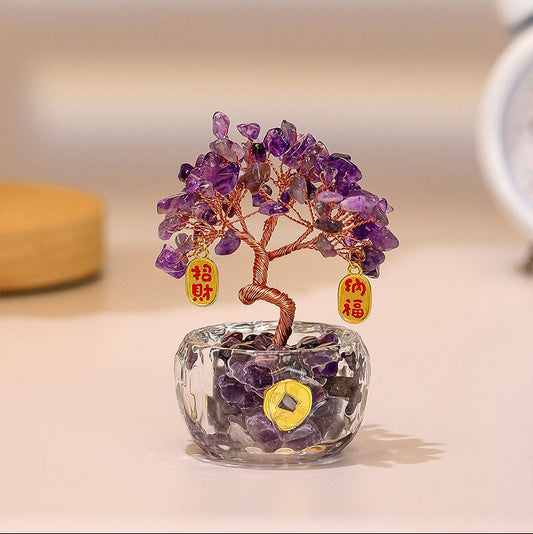 Aura Craft Natural Crystal Fortune Tree Wealth Lucky Desktop Ornament 4