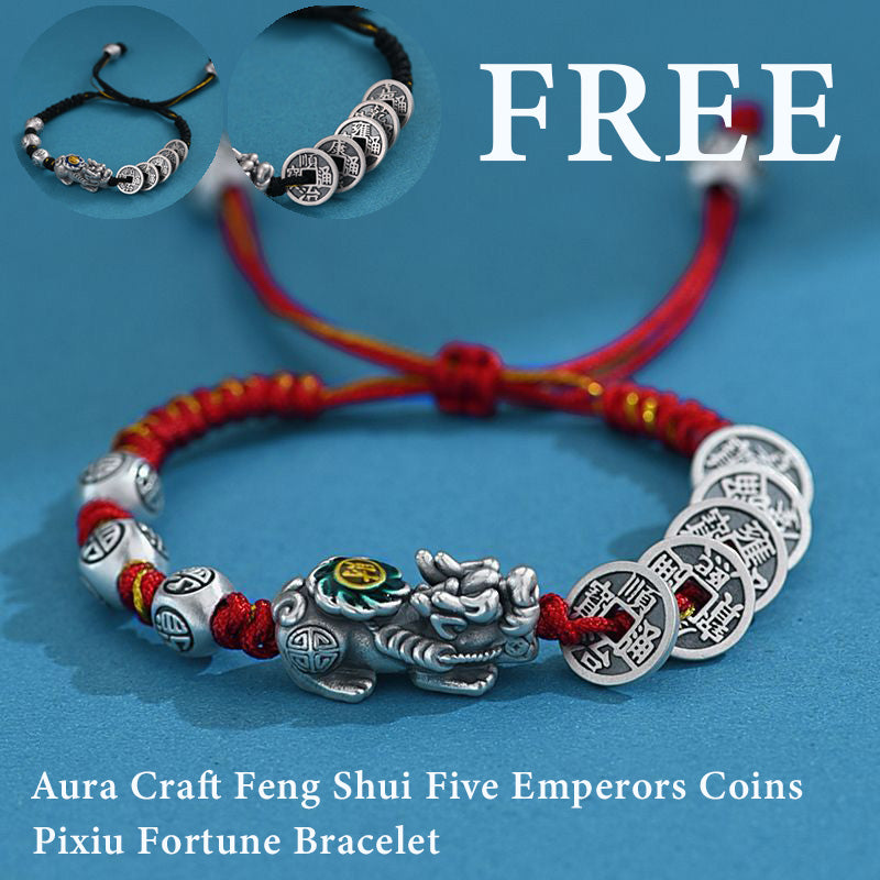 FREE Today：Aura Craft Feng Shui Five Emperors Coins Pixiu Fortune Bracelet