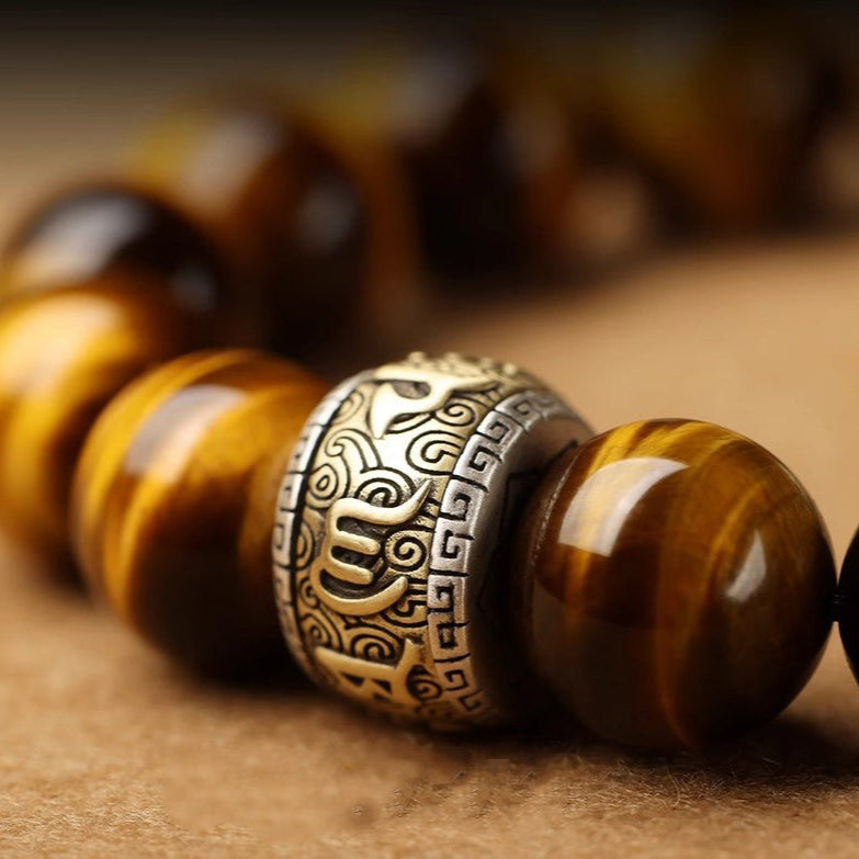 Aura Craft Natural Hetian Jade Tiger Eye Stone Bracelet for Warding Evil and Blessing 4