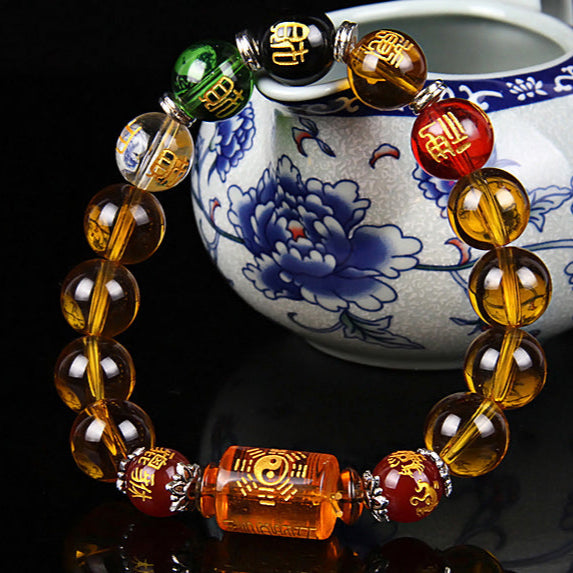 Aura Craft Feng Shui Agate Citrine Six-Character Mantra Blessing and Wealth Bracelet 4