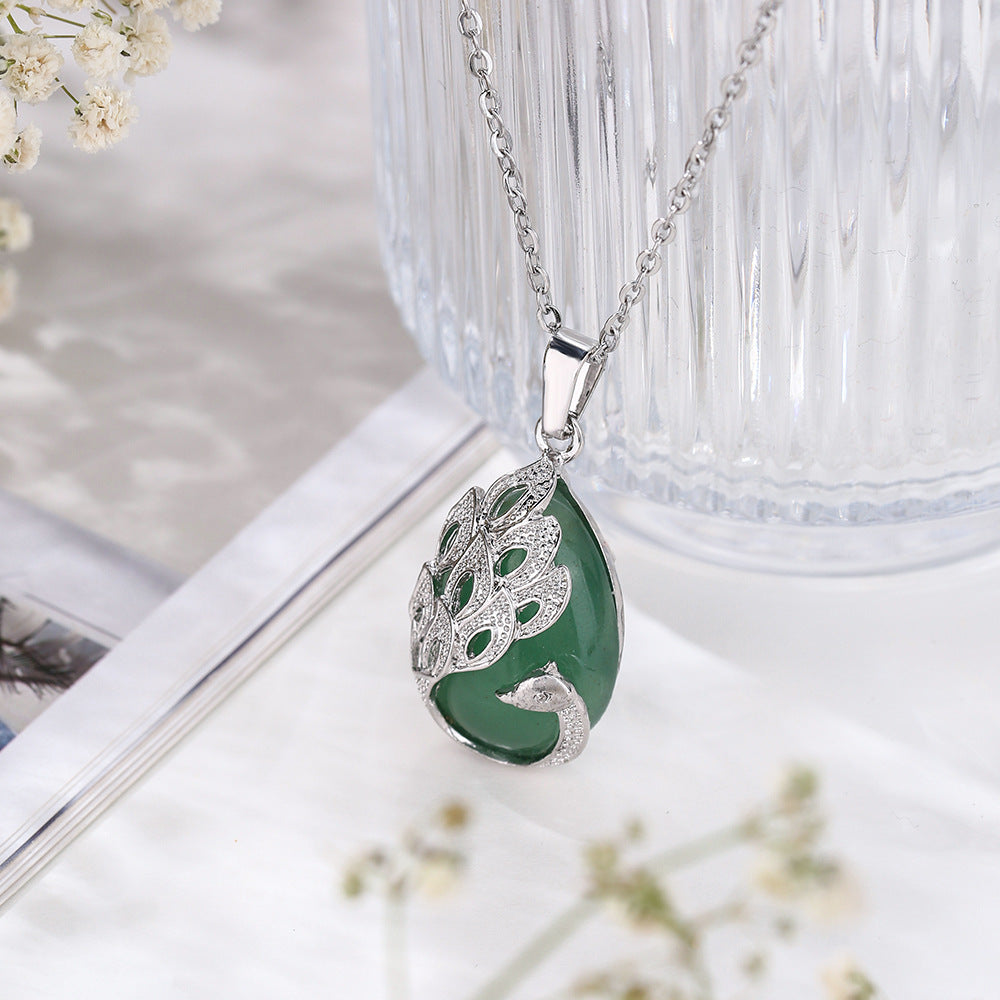 Aura Craft Inlaid Healing Crystal Peacock Pendant Blessing Health 3