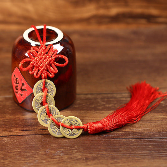 Aura Craft Feng Shui Chinese Knot Copper Coin Charm for Good Luck and Wealth 1