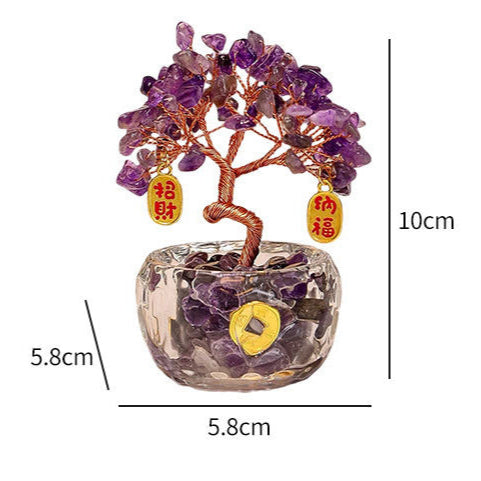 Aura Craft Natural Crystal Fortune Tree Wealth Lucky Desktop Ornament 6