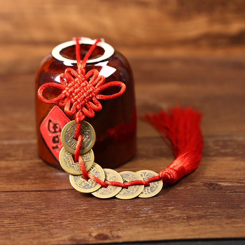 Aura Craft Feng Shui Chinese Knot Copper Coin Charm for Good Luck and Wealth 2