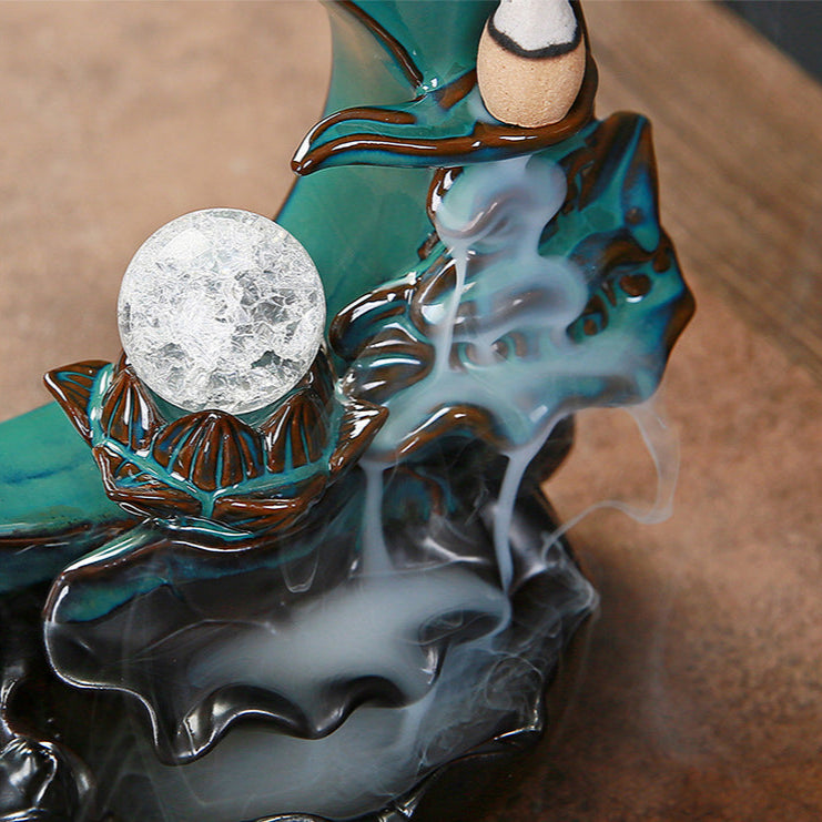 Aura Craft New Moon Ceramic Meditation Room Backflow Incense Burner 3