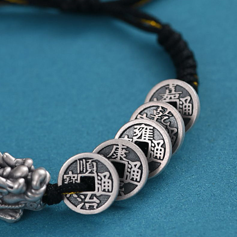 Aura Craft Feng Shui Five Emperors Coins Pixiu Fortune Bracelet 4