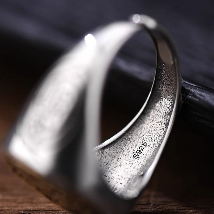Aura craft silver rotating rune coin feng shui protection ring 6