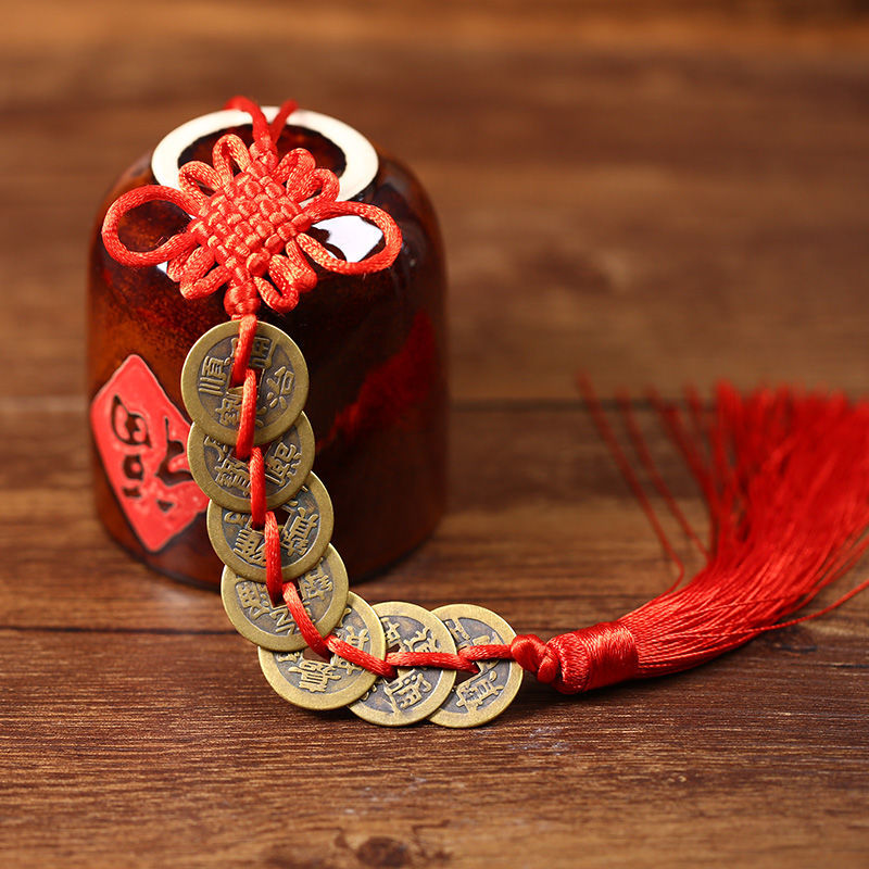 Aura Craft Feng Shui Chinese Knot Copper Coin Charm for Good Luck and Wealth 3
