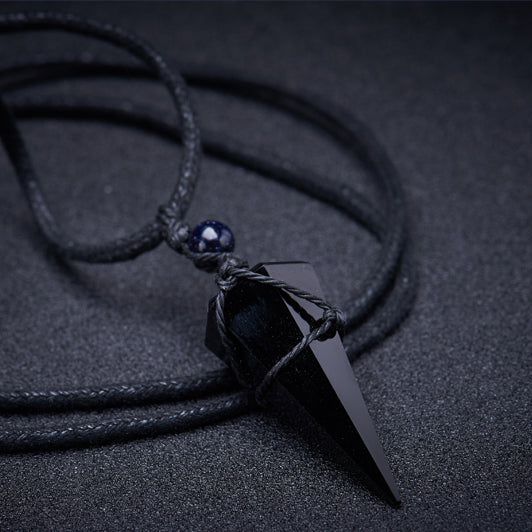 Aura Craft Obsidian Geometric Cone Healing Energy Reiki Pendant 1
