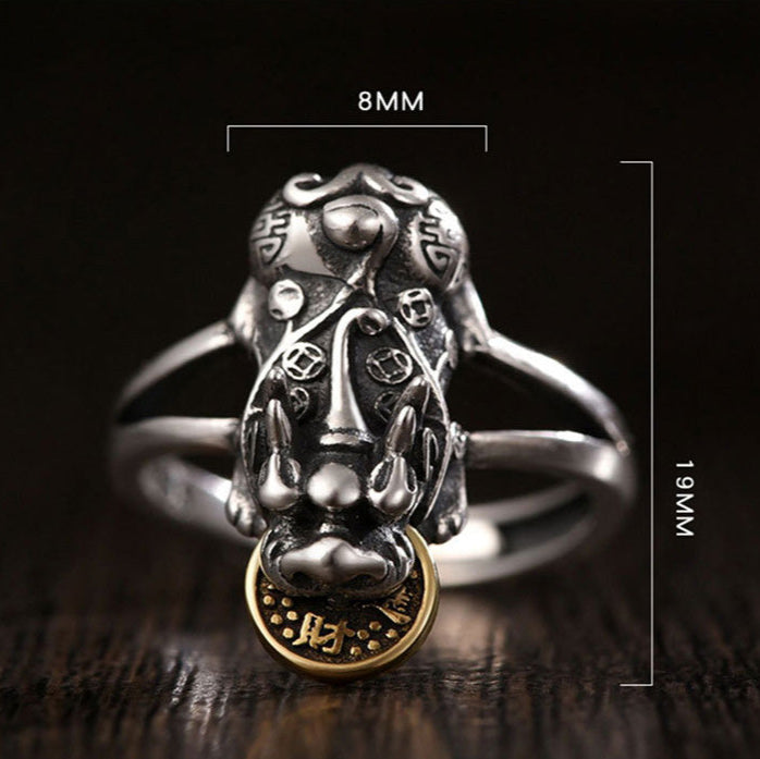 Aura Craft Copper Coin Pixiu Fortune Ring 5