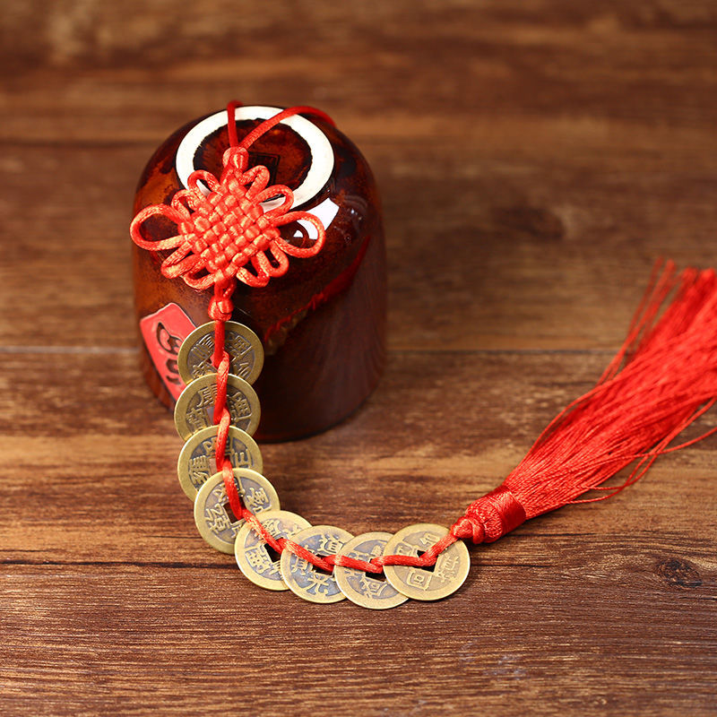Aura Craft Feng Shui Chinese Knot Copper Coin Charm for Good Luck and Wealth 4