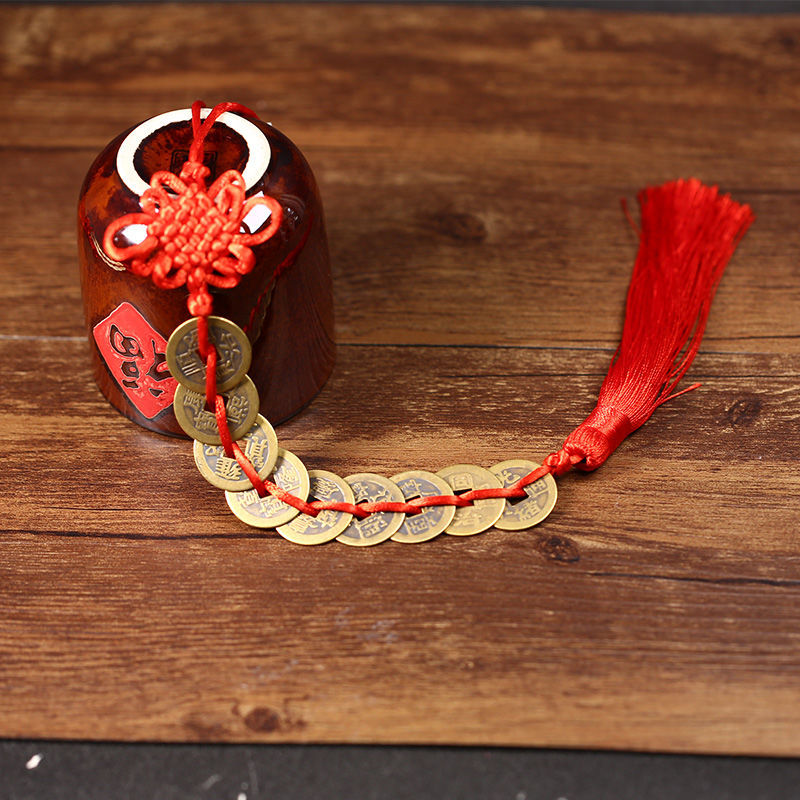 Aura Craft Feng Shui Chinese Knot Copper Coin Charm for Good Luck and Wealth 5