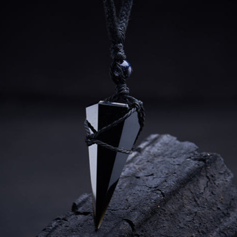 Aura Craft Obsidian Geometric Cone Healing Energy Reiki Pendant 3