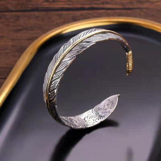 Aura Craft Vintage Feather Silver Meditation Blessing Bracelet 1