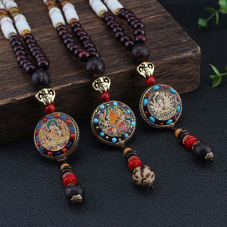 Aura Craft Tibetan Thangka Peace and Wealth Lucky Pendant 5