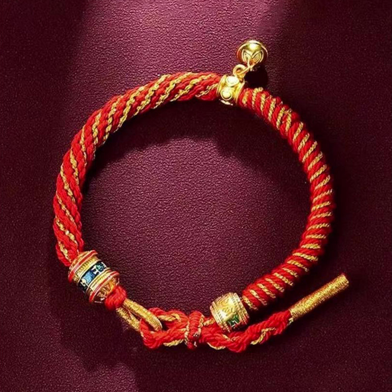 Aura Craft Multicolored Tibetan Six-Syllable Mantra Handwoven Bracelet 9