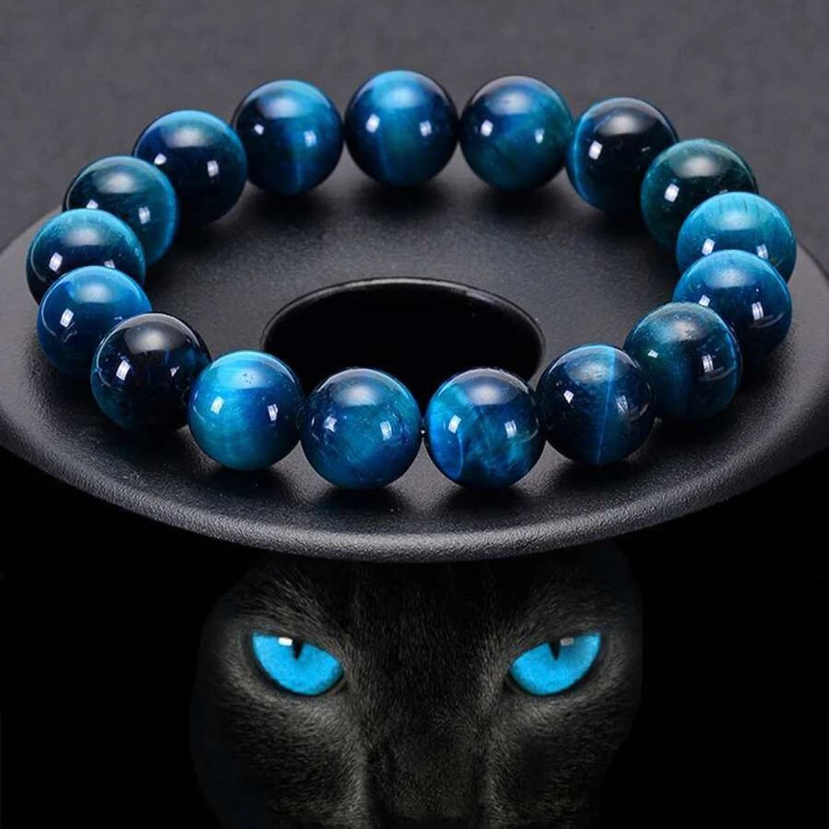 Aura Craft Natural Blue Tiger Eye Meditation Blessing Amulet Bracelet