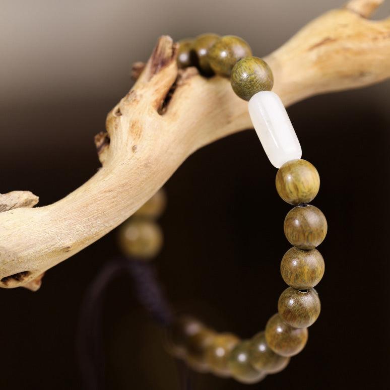 Aura Craft Feng Shui Hetian Jade Green Sandalwood Protection Blessing Bracelet 4
