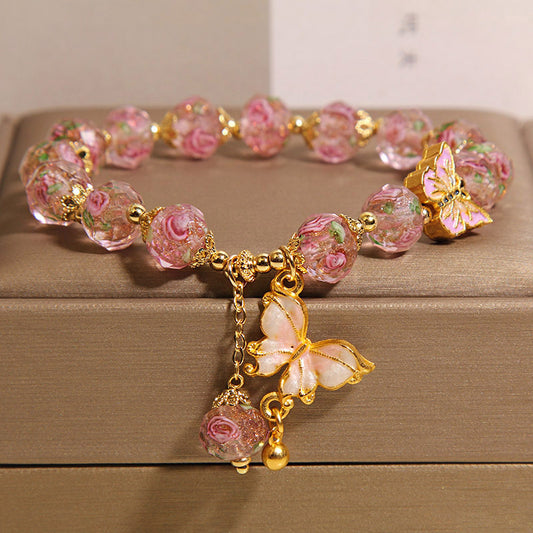 Aura Craft Rose Garden Blue Pink Purple Blessing Lucky Glass Bracelet 4