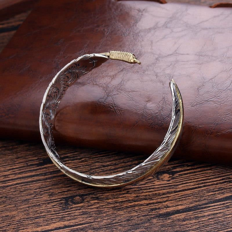 Aura Craft Vintage Feather Silver Meditation Blessing Bracelet 3