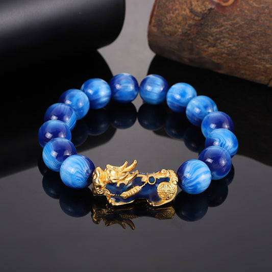 Aura Craft Blue Color-Changing Pixiu Fortune-Attracting Amulet Bracelet