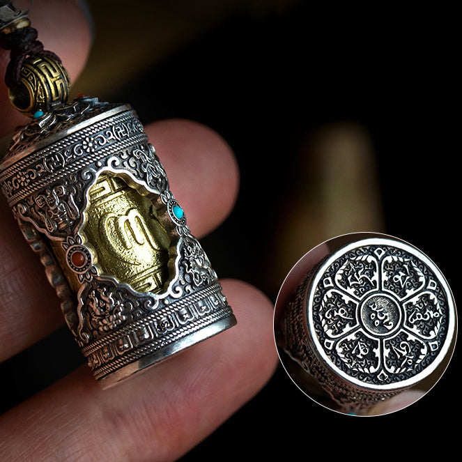 Aura Craft Tibetan Gawu Box Rotatable Blessing Amulet Keychain 5